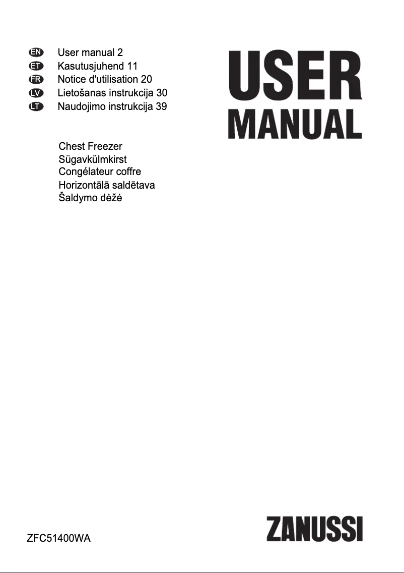 Image de la première page du manuel de l'appareil ZFC51400