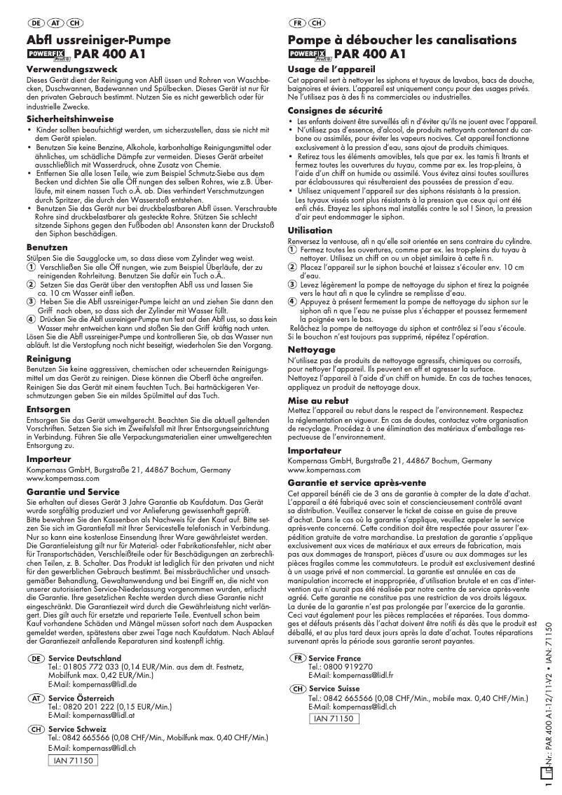 Imagen de la primera página del manual del dispositivo PAR 400 A1