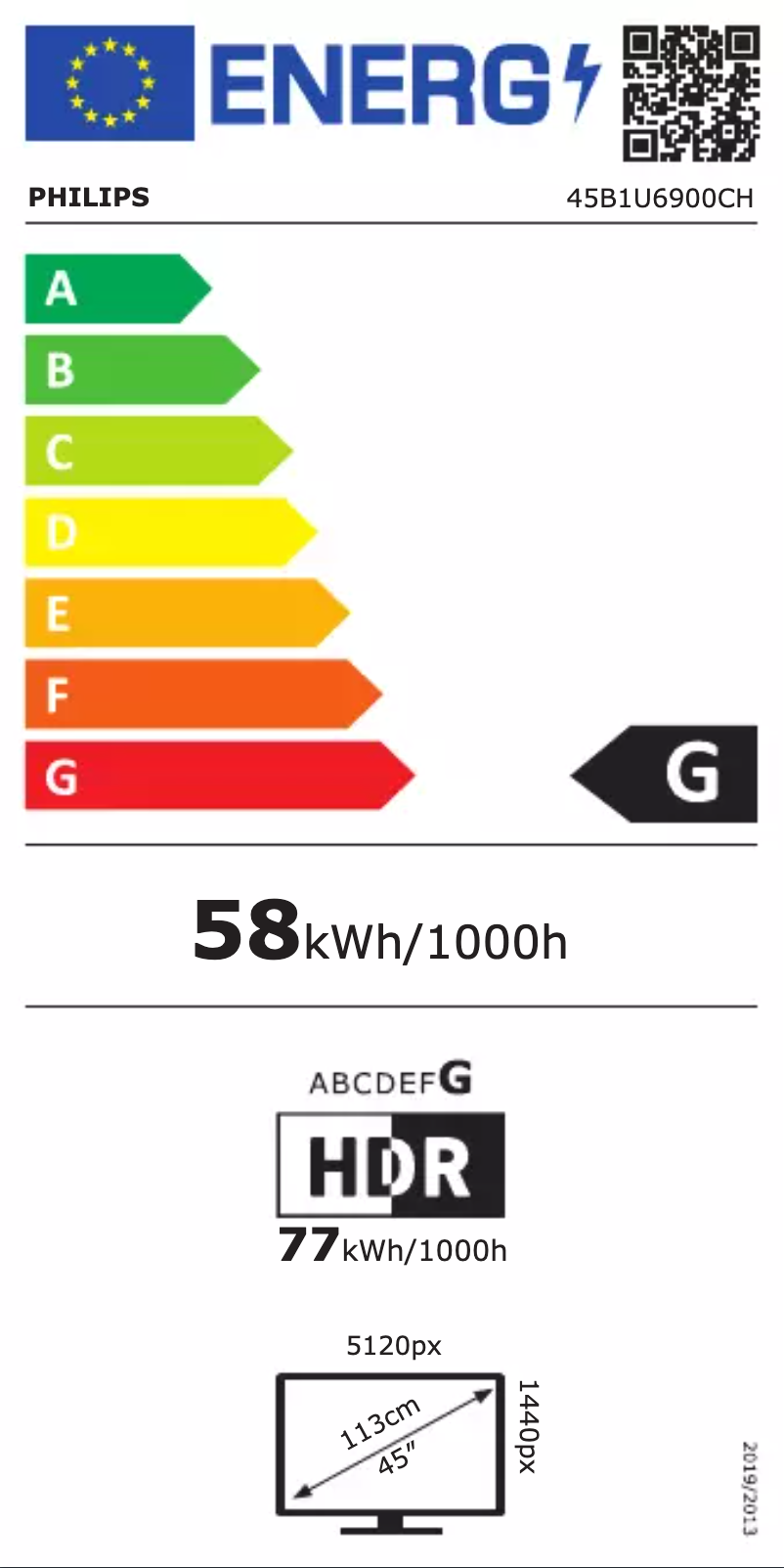 Page n°1 - Label énergétique Philips 45B1U6900C