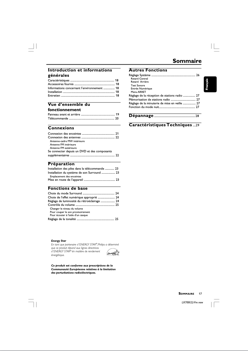 Image de la première page du manuel de l'appareil LX700