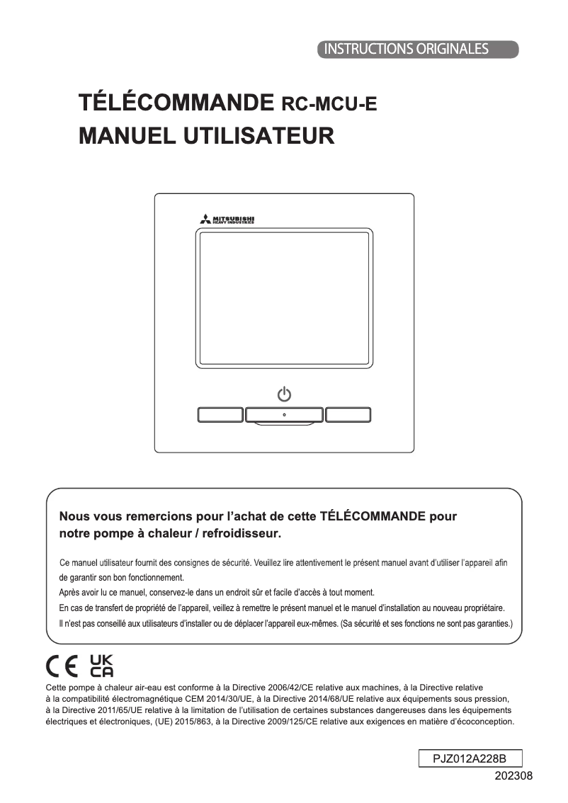 Image de la première page du manuel de l'appareil RC-MCU-E