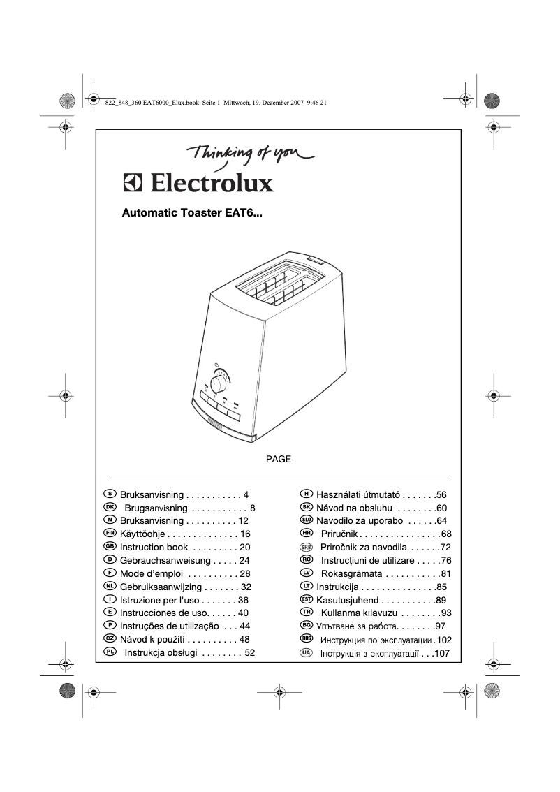 Image de la première page du manuel de l'appareil EAT 6000