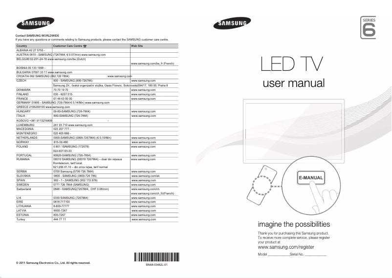 Page n°1 - Manuel utilisateur Samsung UE40D6577WK