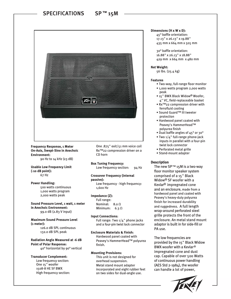Imagen de la primera página del manual del dispositivo SP 15M