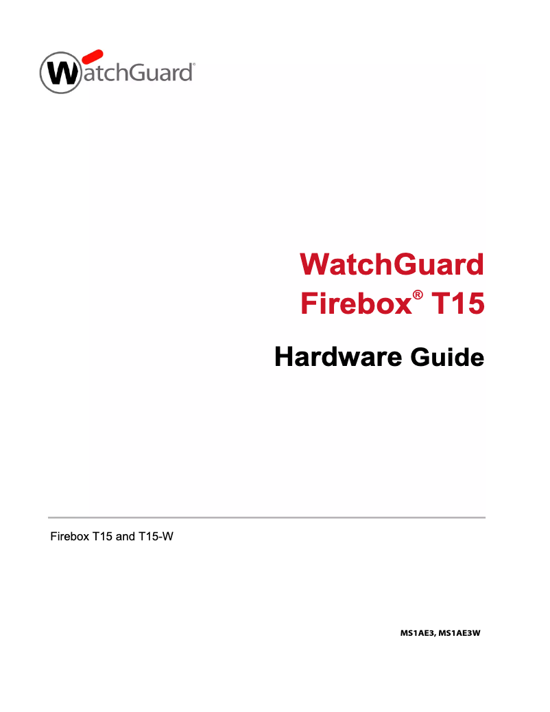 Page n°1 - Manuel utilisateur WatchGuard Firebox T15 NFR