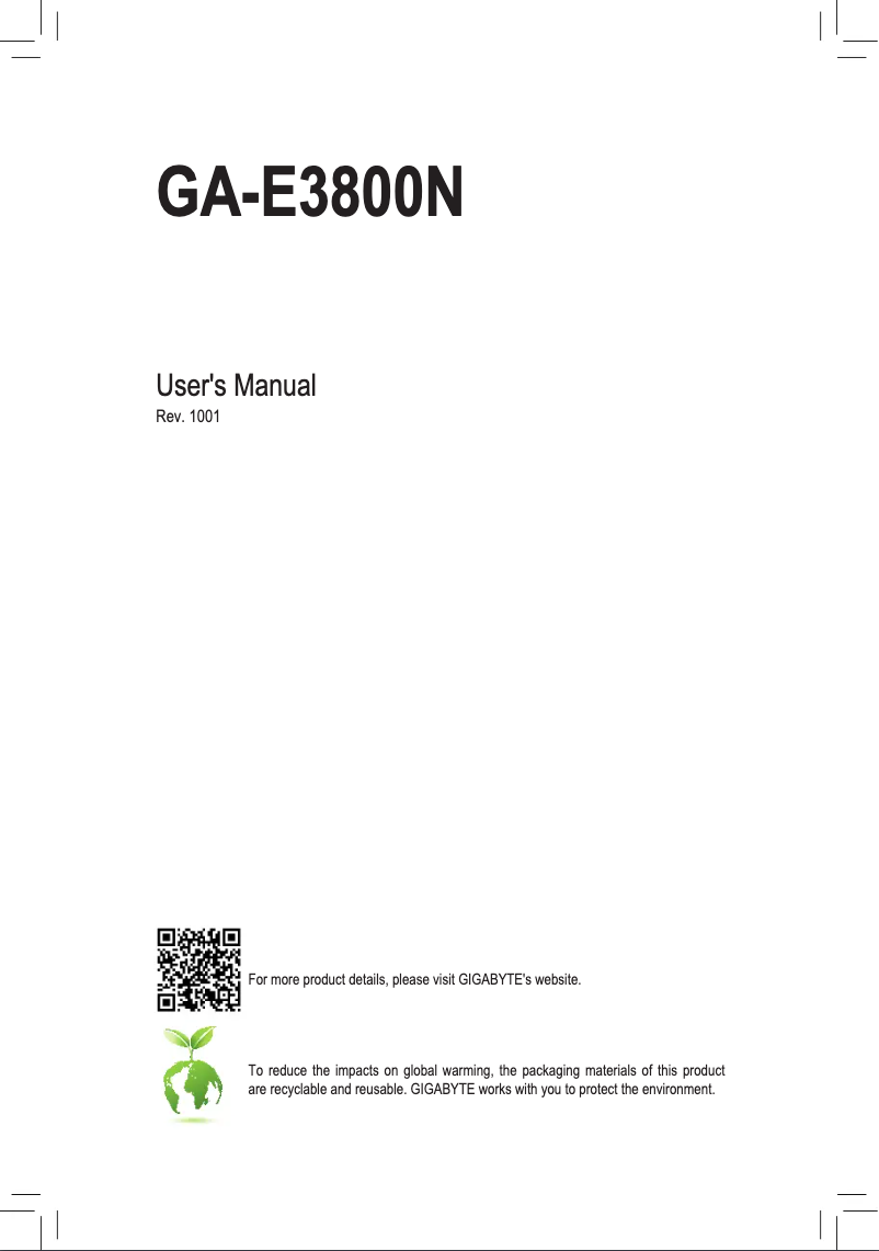 Image de la première page du manuel de l'appareil GA-E3800N