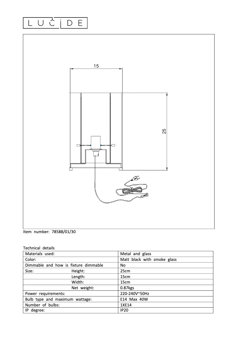 Page n°1 - Manuel utilisateur Lucide Julot 78588/01/30