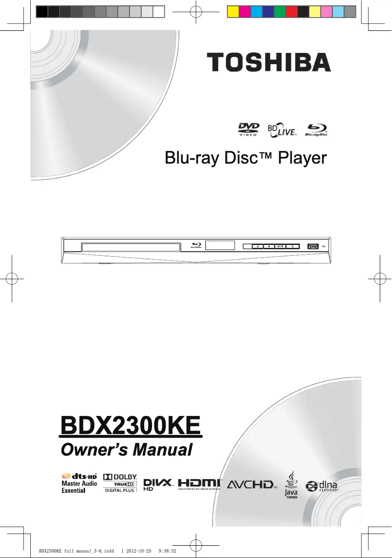 Page 1 of the manual User Manual Toshiba BDX2300KE