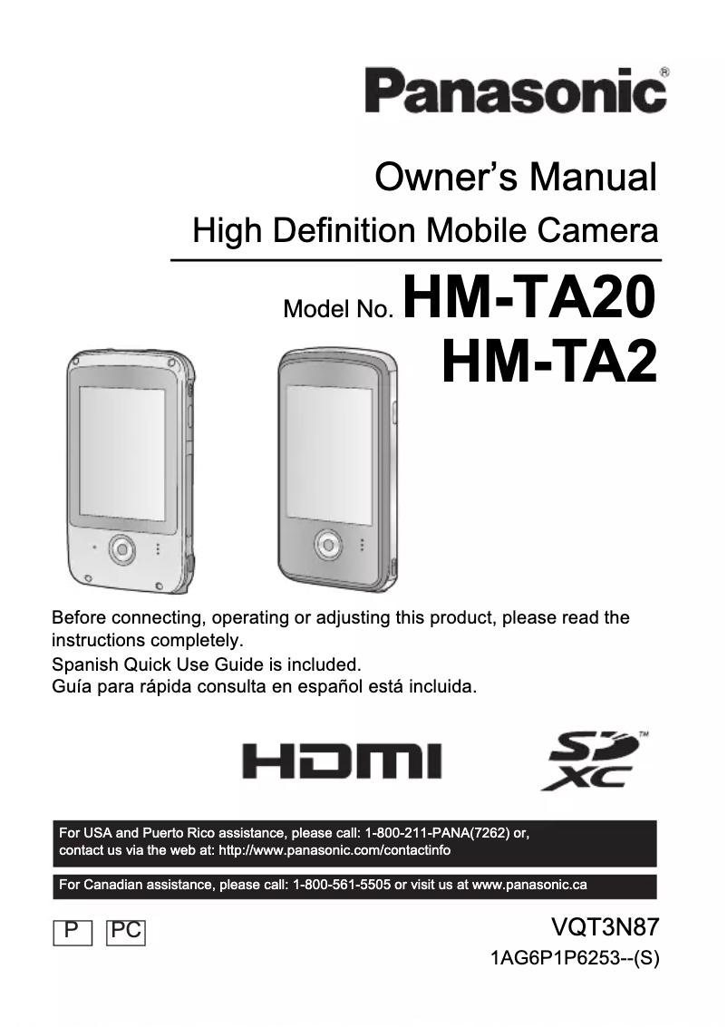 Page n°1 - Manuel utilisateur Panasonic HM-TA20