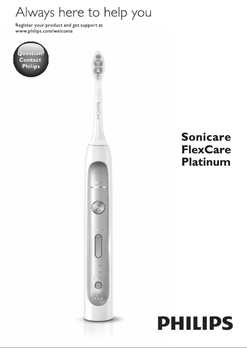 Image de la première page du manuel de l'appareil Sonicare FlexCare Platinum HX9141