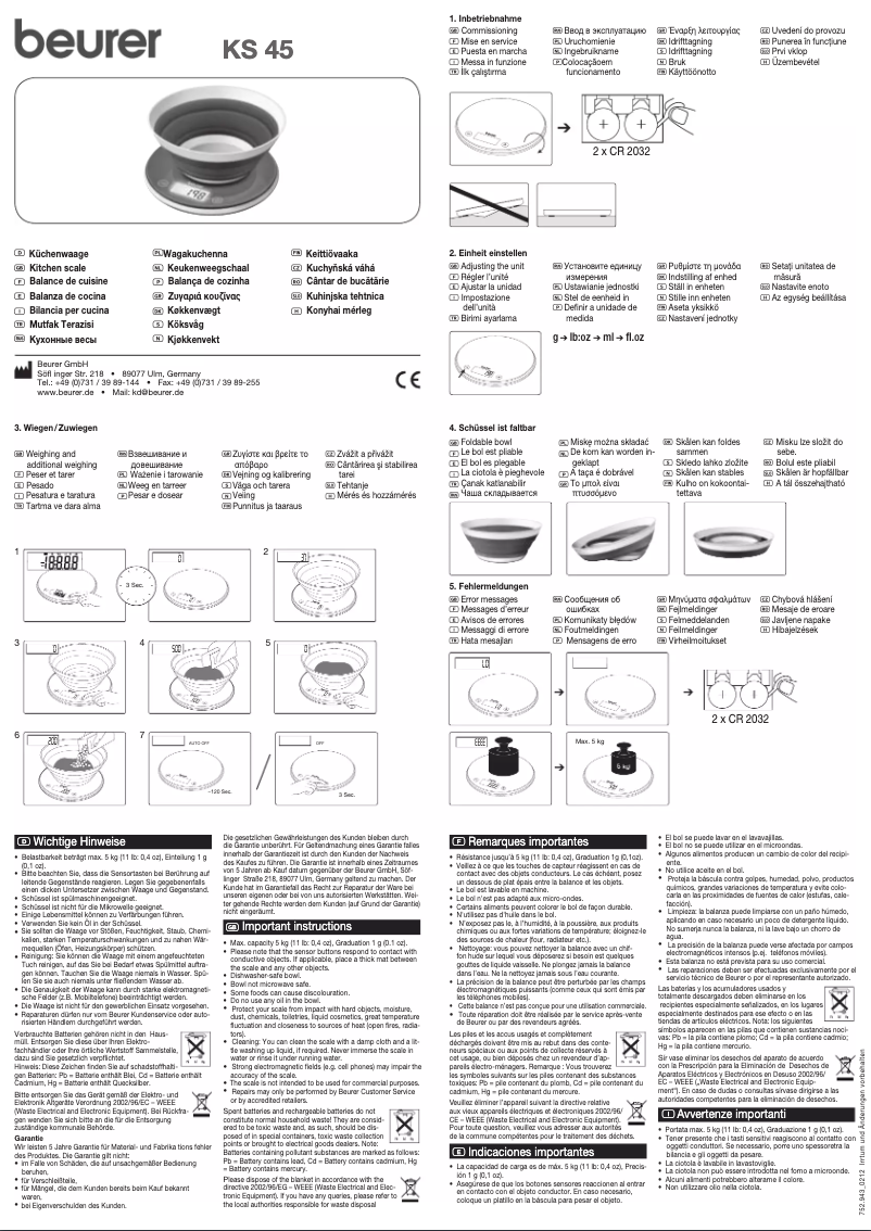 Page 1 de la notice Manuel utilisateur Beurer KS 45