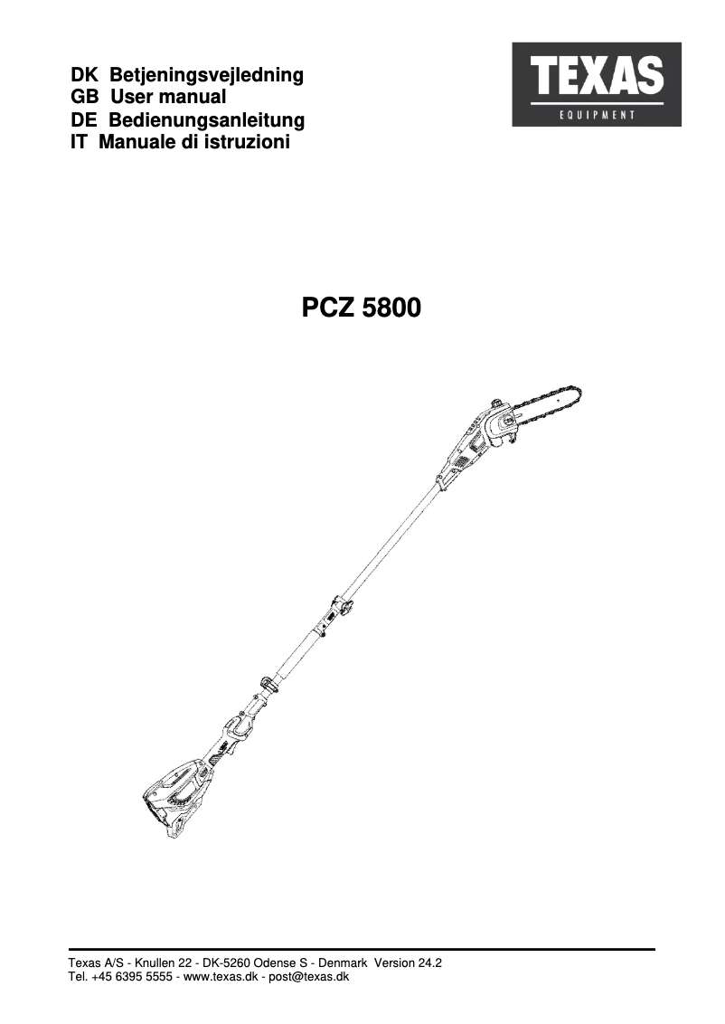 Page 1 de la notice Manuel utilisateur Texas PCZ 5800