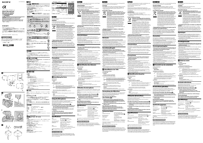 Page 1 de la notice Manuel utilisateur Sony ECM-SST1
