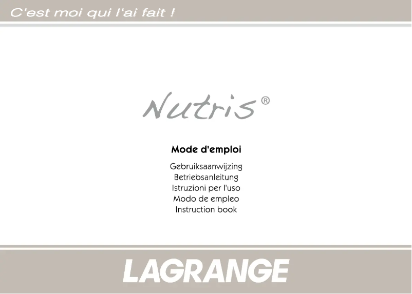 Page n°1 - Manuel utilisateur Lagrange Nutris