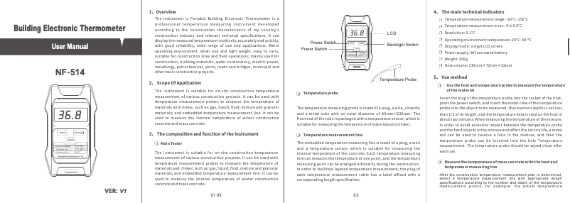 Imagen de la primera página del manual del dispositivo NF-514