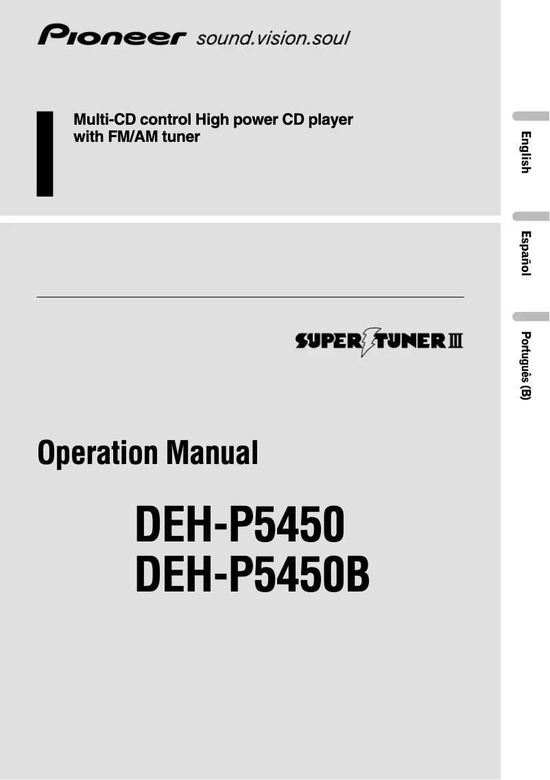 Page n°1 - Manuel utilisateur Pioneer DEH-P5450