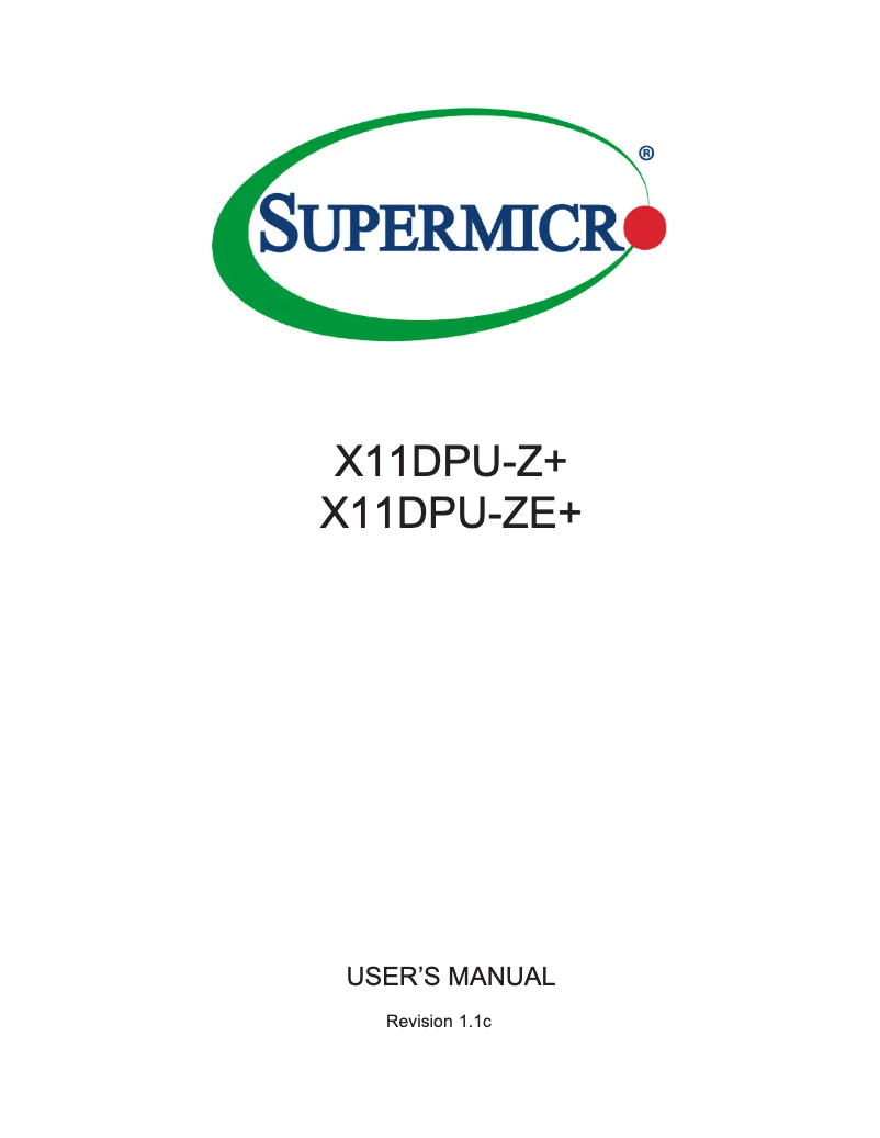 Page n°1 - Manuel utilisateur Supermicro X11DPU