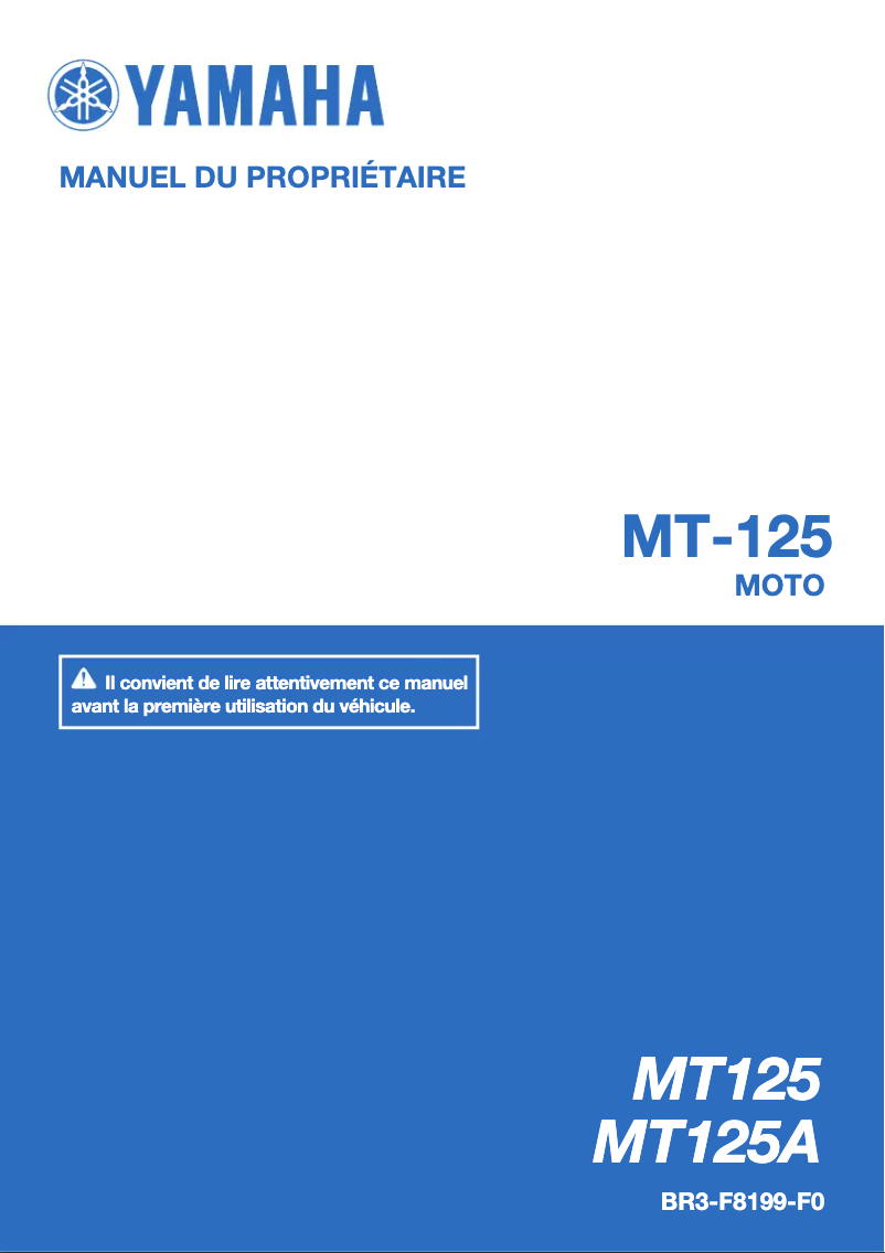 Page 1 de la notice Manuel utilisateur Yamaha MT125 (2016)