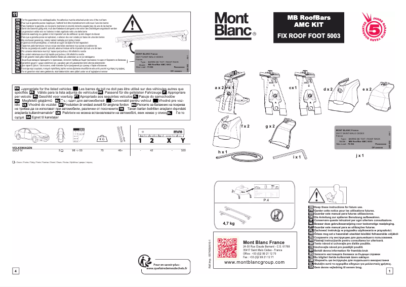 Page 1 de la notice Manuel utilisateur Mont Blanc AMC 5003