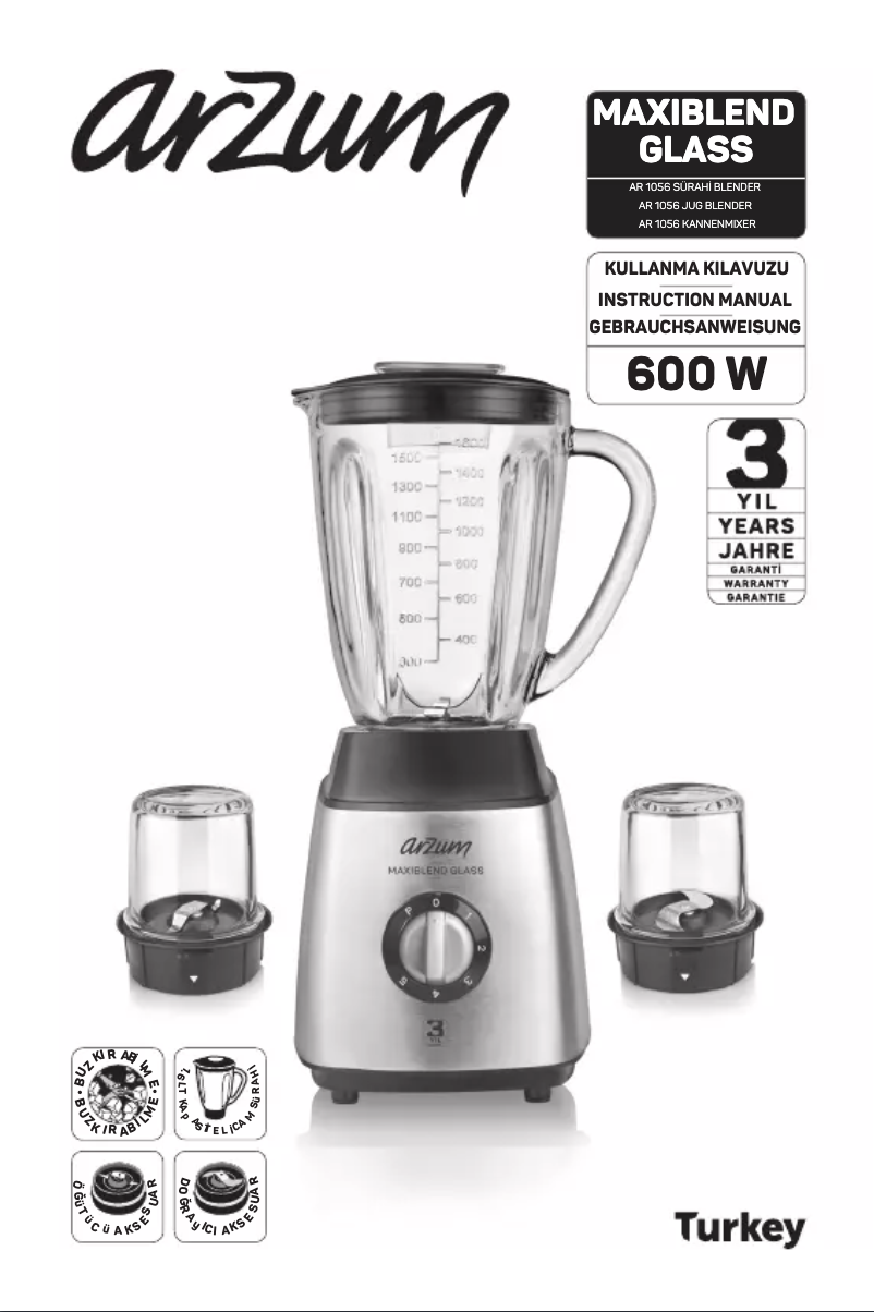 Page n°1 - Manuel utilisateur Arzum Maxiblend Glass AR1056