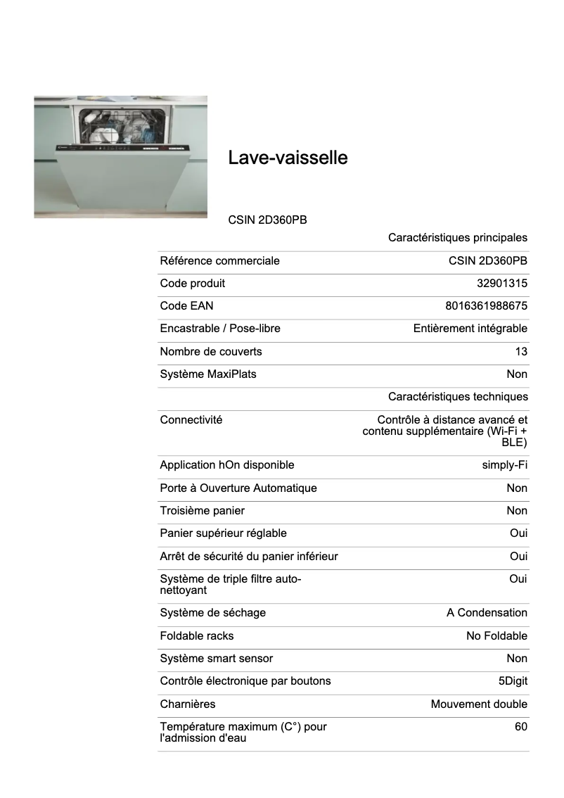 Image de la première page du manuel de l'appareil CSIN 2D360PB