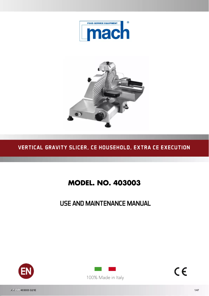 Page n°1 - Manuel utilisateur Mach 403003