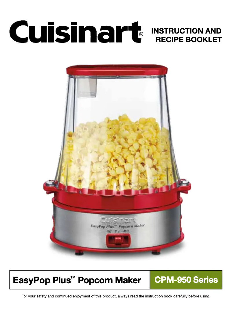 Page 1 de la notice Manuel utilisateur Cuisinart EasyPop Plus CPM-950