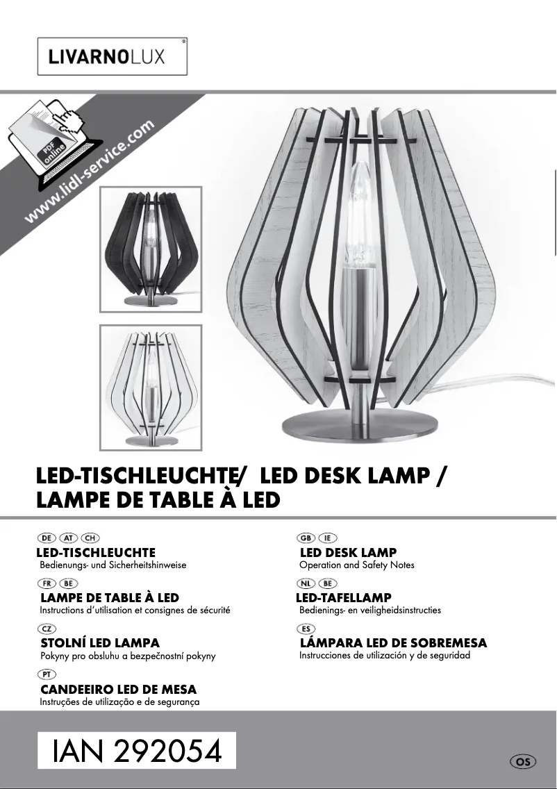 Page 1 de la notice Manuel utilisateur Livarno Lux IAN 292054