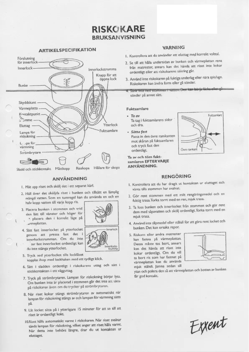Page n°1 - Manuel utilisateur Exxent 90065