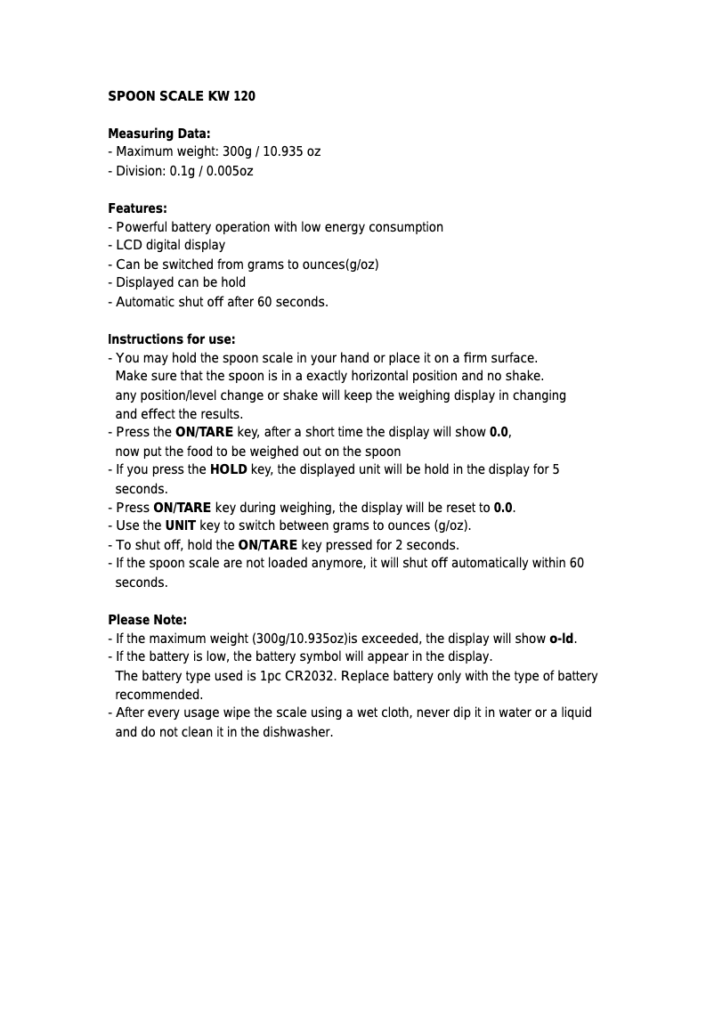 Image de la première page du manuel de l'appareil KW 120