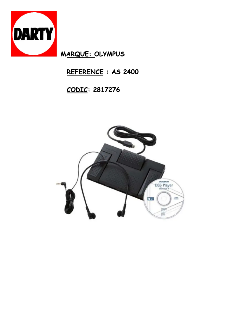 Page 1 de la notice Manuel utilisateur Olympus AS-2400