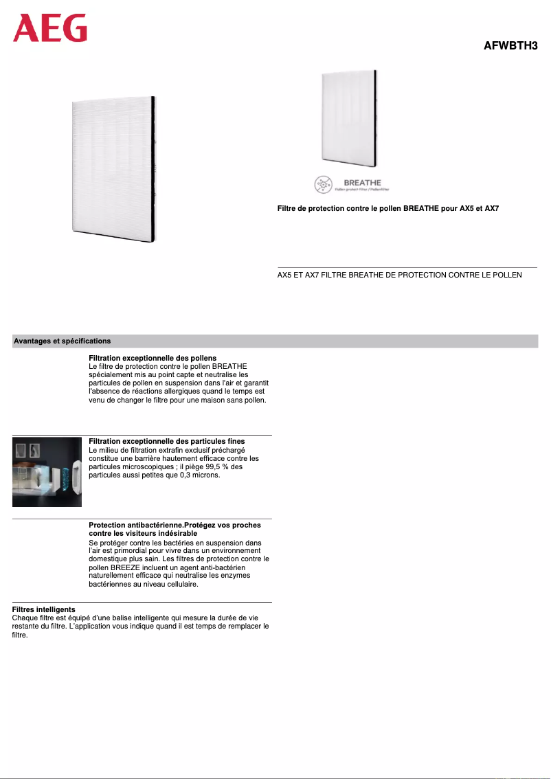 Image de la première page du manuel de l'appareil AFWBTH3