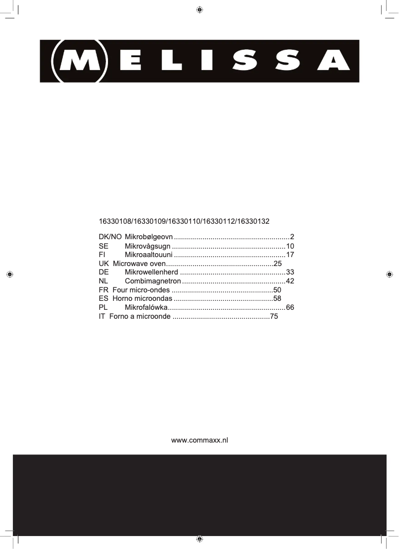 Page 1 de la notice Manuel utilisateur Melissa 16330108
