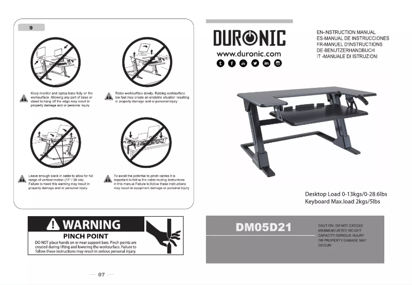Page 1 de la notice Manuel utilisateur Duronic DM05D21