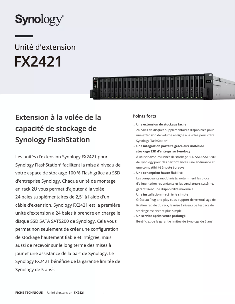 Page n°1 - Fiche technique Synology FX2421
