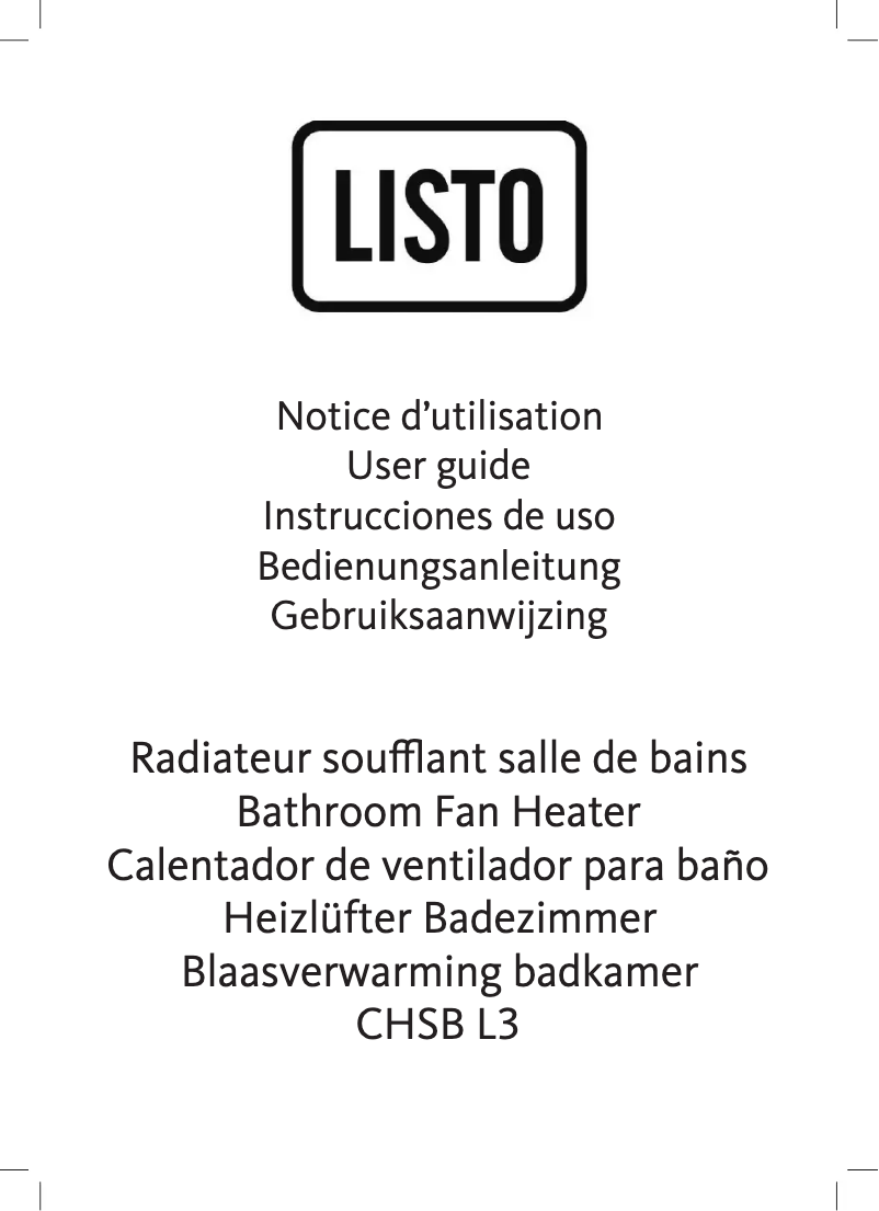 Page 1 of the manual User Manual Listo CHSB L3
