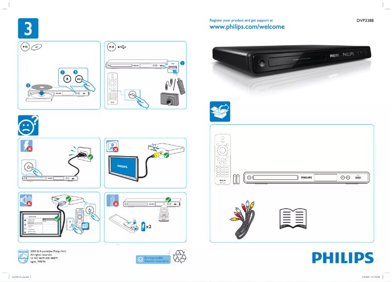 Página 1 del manual Guía de inicio rápido Philips DVP3388