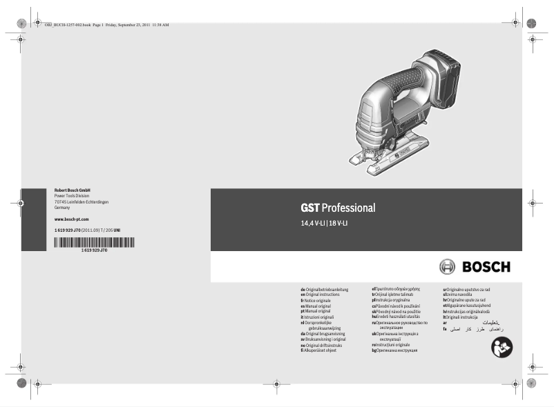 Page 1 de la notice Manuel utilisateur Bosch GST 14,4 V-LI