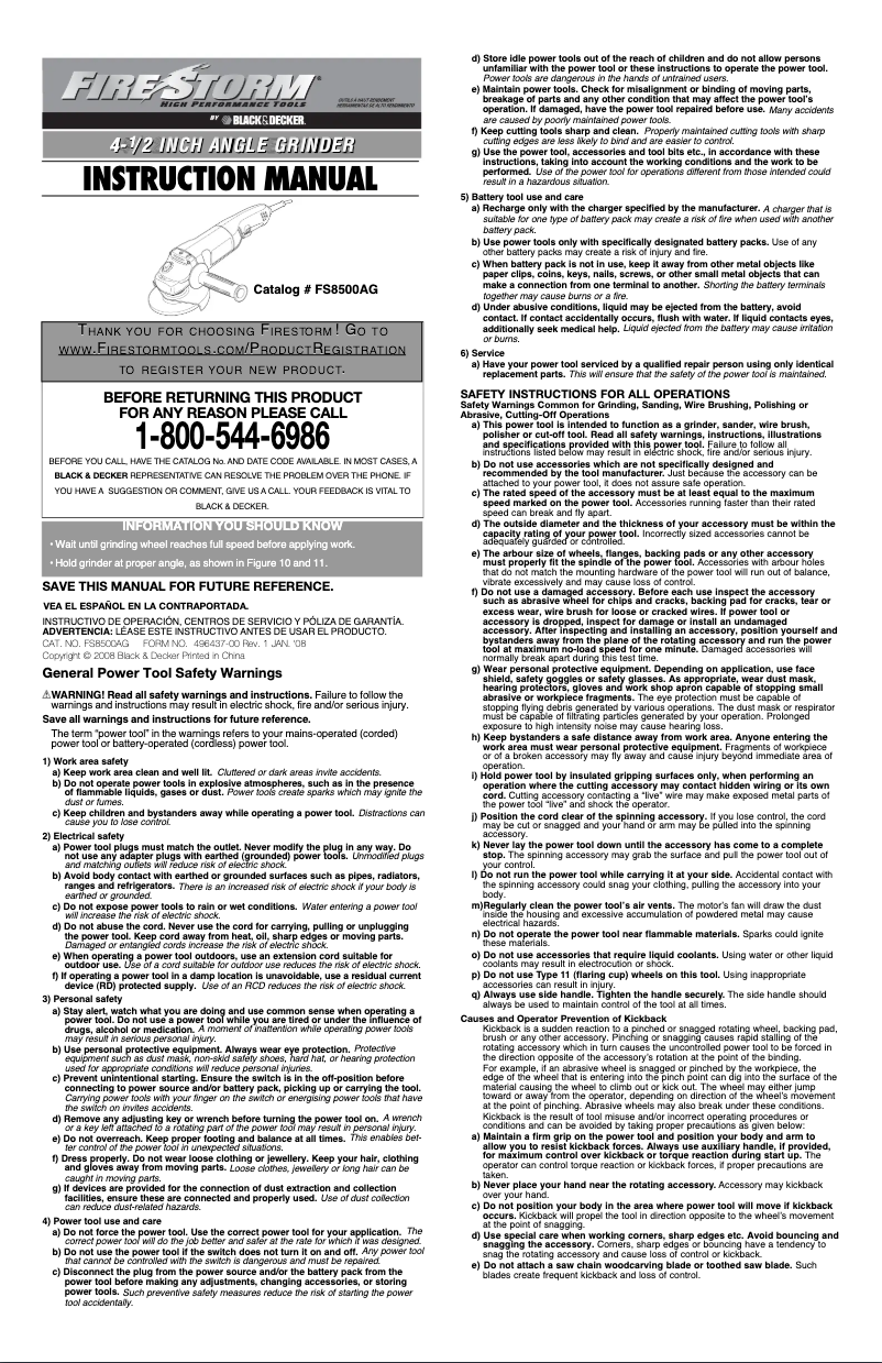 Image de la première page du manuel de l'appareil FS8500AG