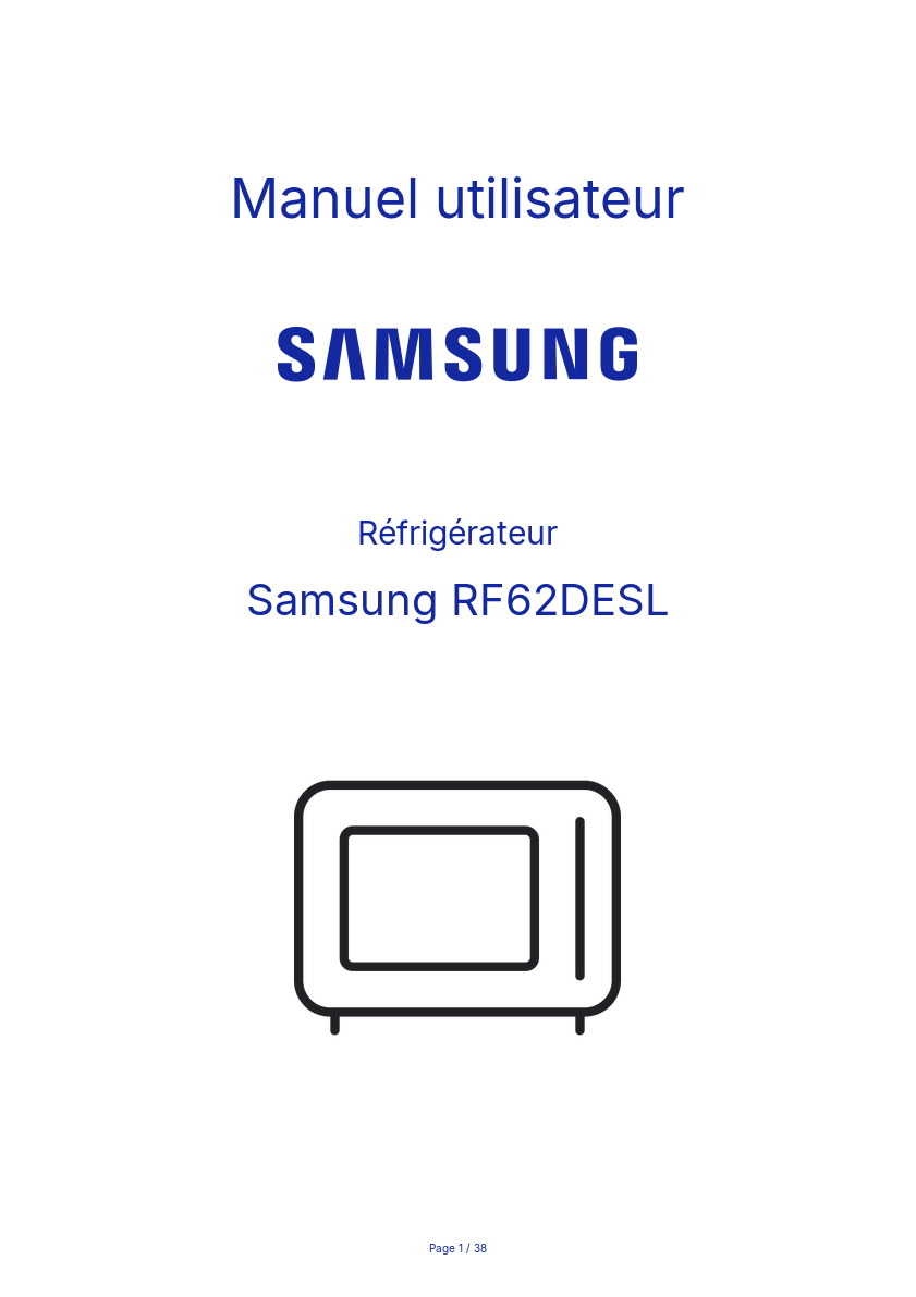 Page n°1 - Manuel utilisateur Samsung RF62DESL