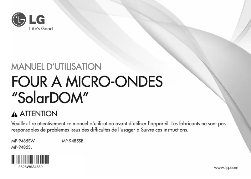 Page n°1 - Manuel utilisateur LG MP-9485SB