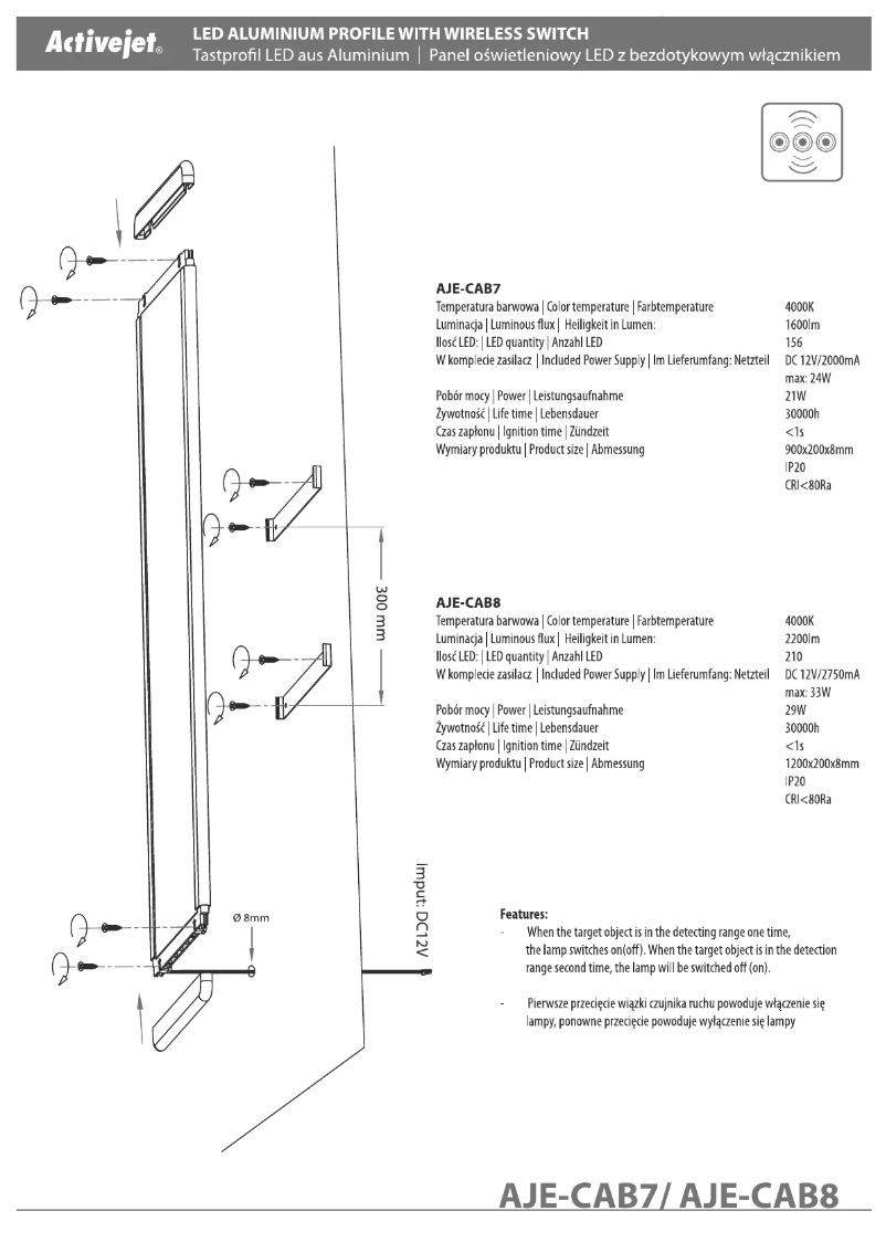 Image de la première page du manuel de l'appareil Activejet AJE-CAB7