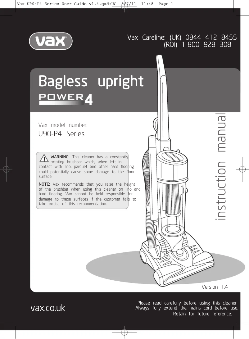 Página 1 del manual Manual de usuario Vax Power 4 U90-P4-B