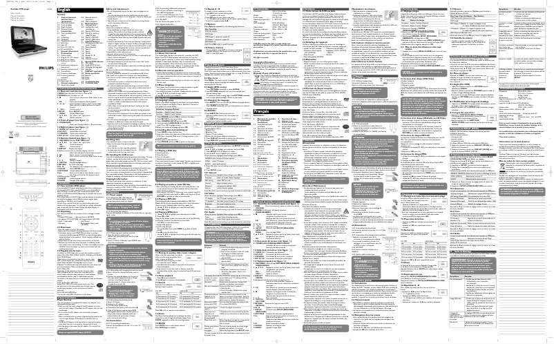 Page n°1 - Manuel utilisateur Philips PET704