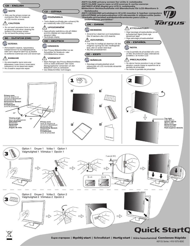 Page n°1 - Manuel utilisateur Targus ASF23W9EU