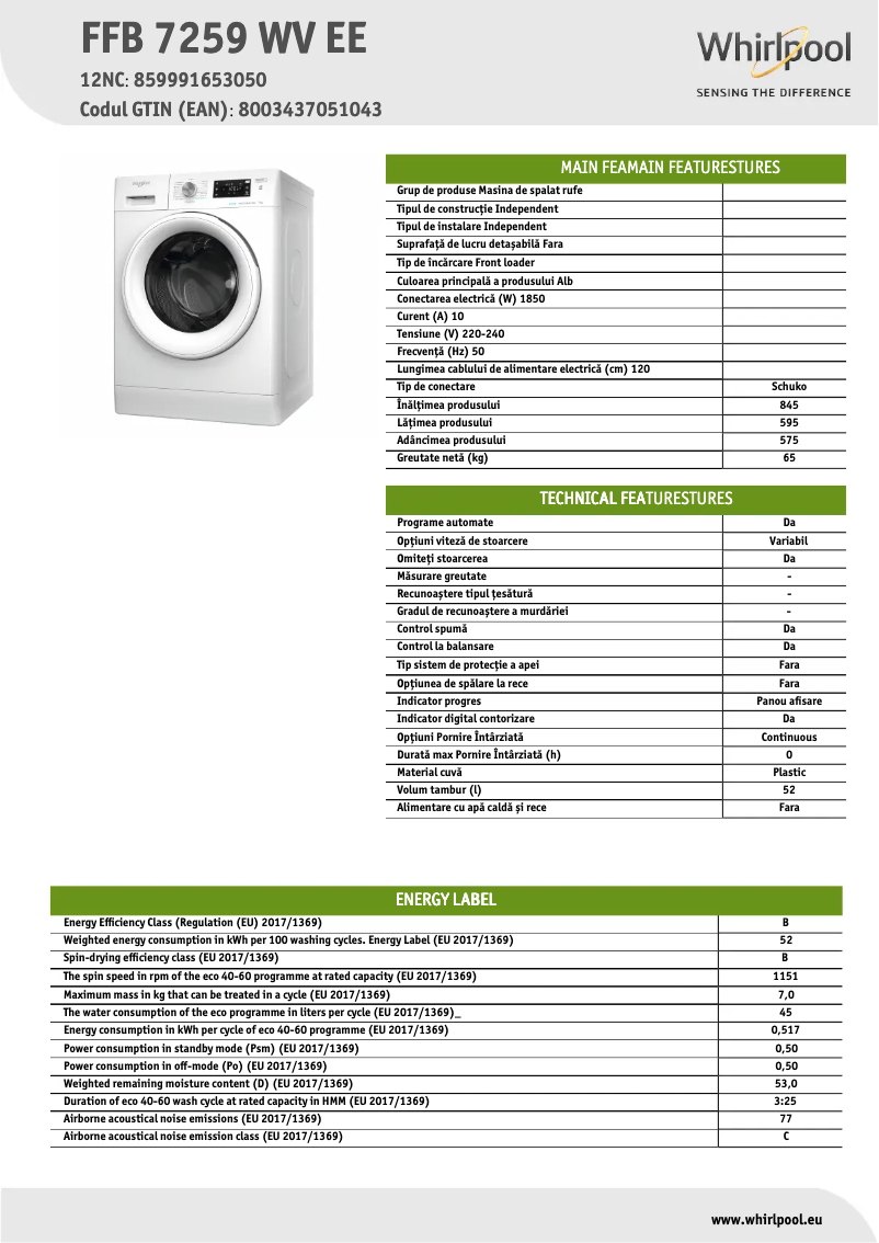 Image de la première page du manuel de l'appareil FFB 7259 WV EE