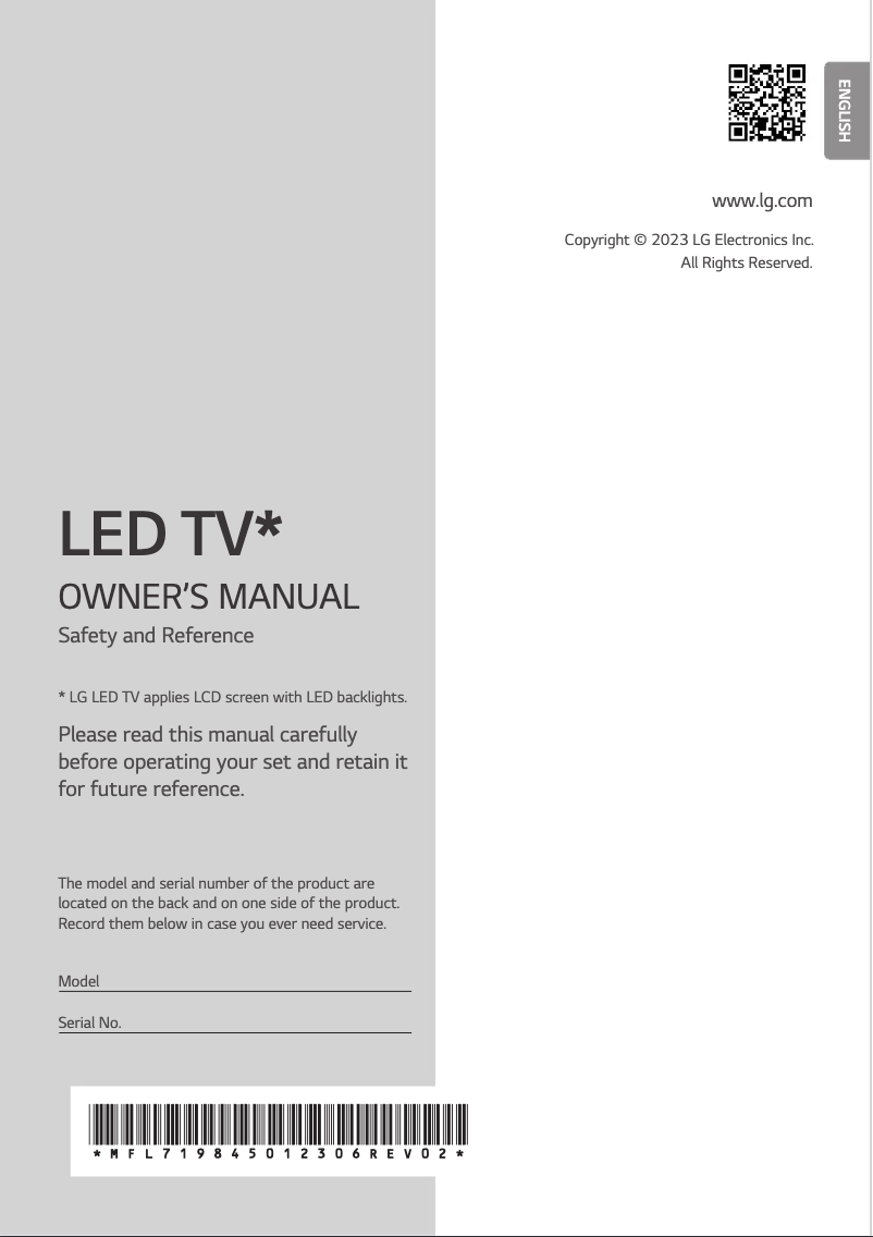 Page n°1 - Manuel utilisateur LG 55UR74006LB