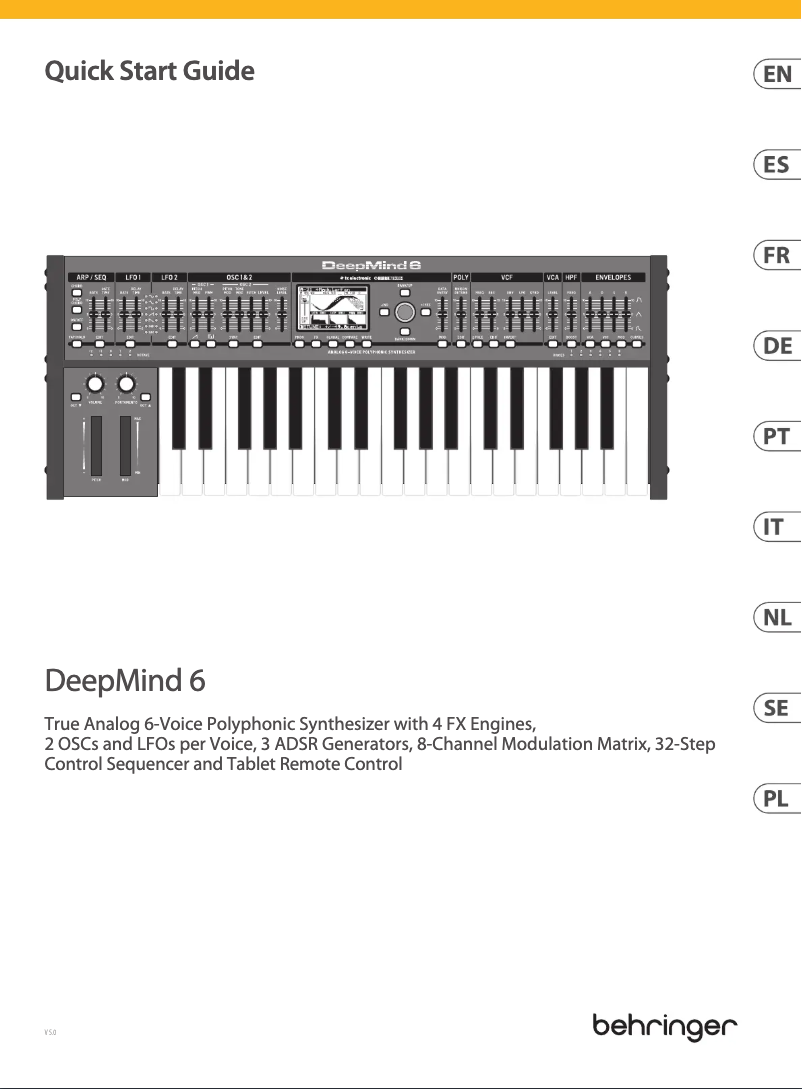Page n°1 - Guide de démarrage rapide Behringer DeepMind 6