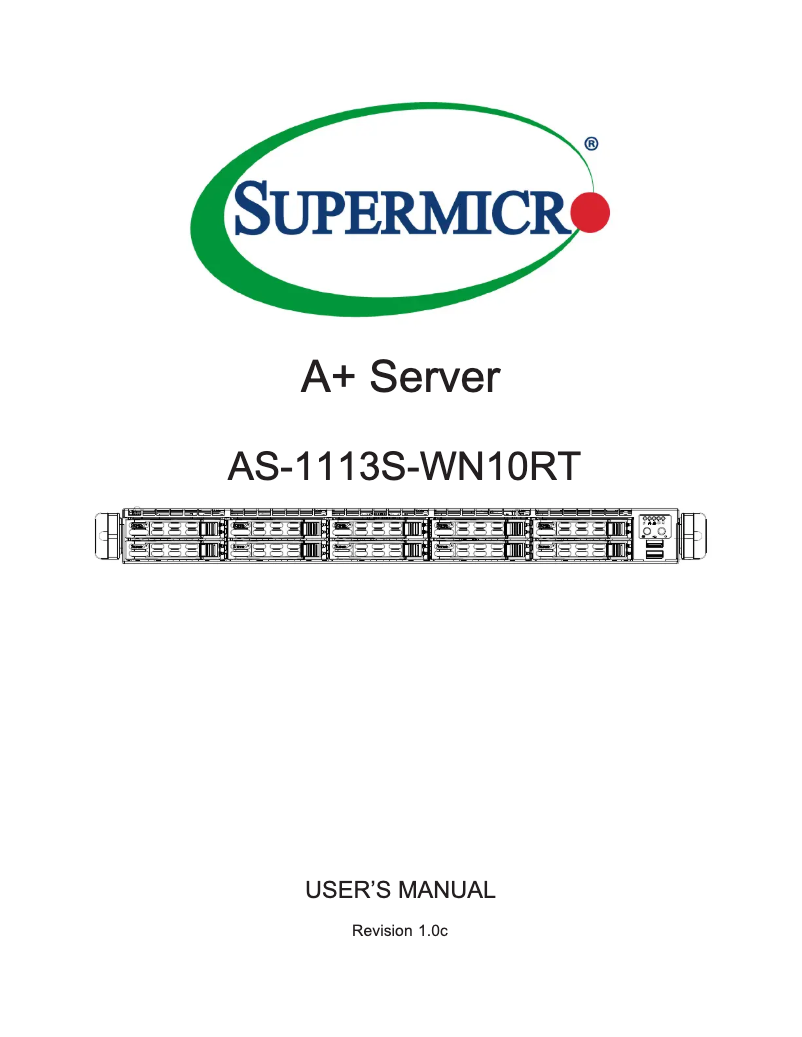 Image de la première page du manuel de l'appareil A+ Server 1113S-WN10RT
