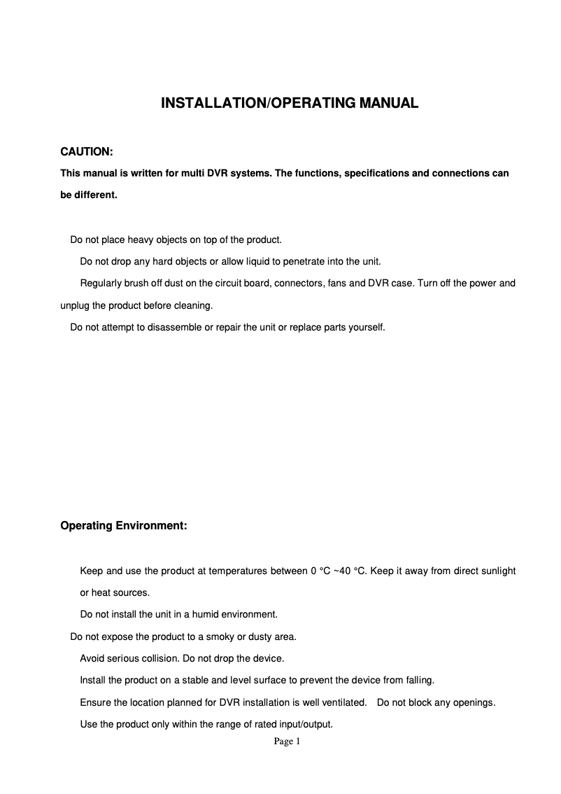 Page 1 de la notice Manuel utilisateur Smartwares DVR728S